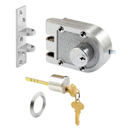 Prime-Line Bronze Deadlock, 2 Cylinder, Flat Strike, Brushed Chrome (Single Pack) SE 19323